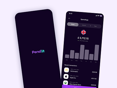 Pendit app in dark mode