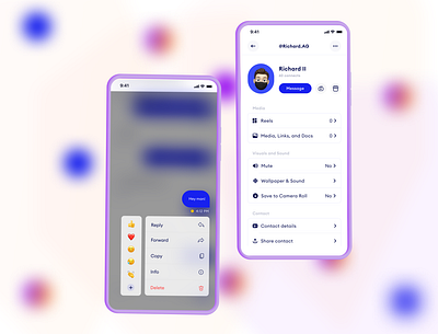 Bubble chat reaction & User profile screen app design figma ui design