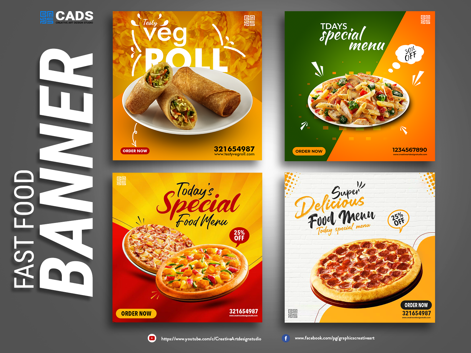 Fast food banner post by Sumit Barua on Dribbble