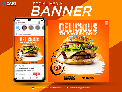 Social Media Banner Post advertising banner advertising poster banner design banner post branding burger banner design graphic design post design promotion banner typography