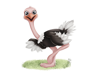 A very optimistic Mr. Ostrich book illustrations character design character illustration childrens book illustrations cute illustration illustration ostrich