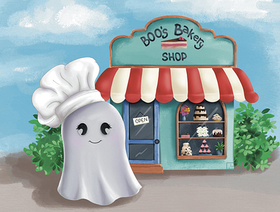 Boo’s bakery shop bakery illustration book illustrations character design childrens book illustrations cute illustration ghost illustration halloween illustration