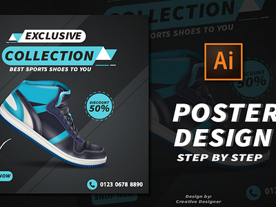how to create a shoe poster design using Abode illustrator cc
