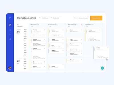 Productionline UI dashboard date planners tile ui ux vibrant