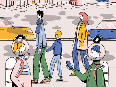 Air pollution air pollution city future illustration people pollution