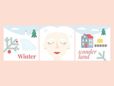 Lady Winter children illustration illustration art snow vector winter woman portrait wonderland