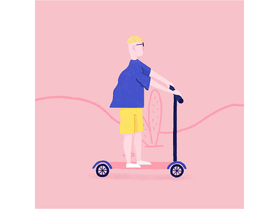 2D scooter animation after effects animation animation 2d animation after effects frame by frame illustration nature photoshop pink scooter