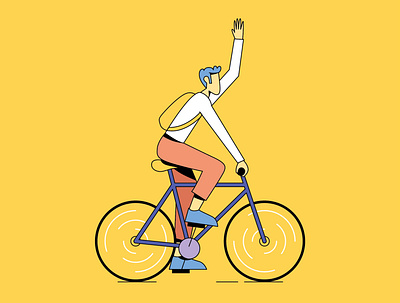 Bike ride bicycle bike ride biker illustration illustration art outlines vector yellow