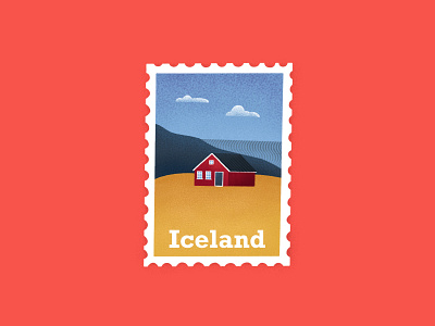Iceland stamp house iceland illustration illustration art landscape nature postage procreate stamp stamp design weekly challenge weekly warmup