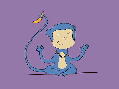 Yoga Monkey banana blue happy health healthy monkey purple smile yoga zen