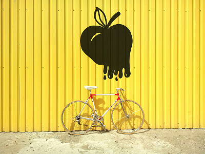 Apple Outdoor Mural apple bike black ink mural outdoor paint wall painting