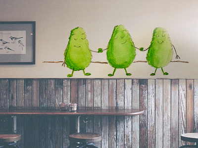 Avocado Dancing avocado character dancing happy healthy jolly mural wall painting