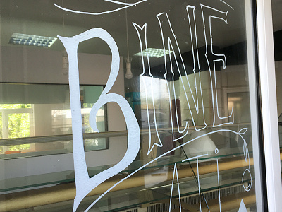 Pastry Shop Lettering - WIP acrylic letter lettering pastry window wip work in progress