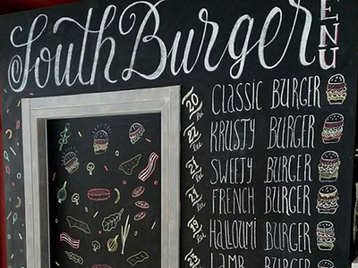 South Burger Chalk Lettering Menu