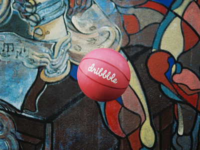 Dribbble Ball Graffiti art ball bounce city dribbble graffiti invite logo pink series street wall