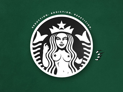 Design taught me the Caffeine Routine addiction coffee design logo parody repetition seduction spoof starbucks