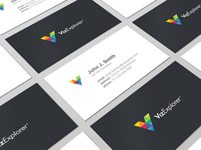 VizExplorer Business Card Design brand business card company corporate layout print simple