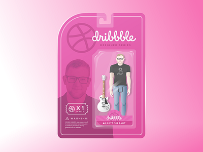 Dribbble Action Figure Invite action design dribbble figure guitar invite packaging pink toy