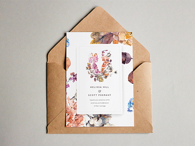 Wedding Invitation color floral invitation leaf portrait vintage wedding