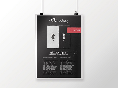 Say Anything + Bayside Tour Poster V2 band bayside black minimal music poster red rock say anything texture tour white