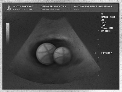 TWINS! Two Dribbble Invites baby dribbble grain invitation invite pregnant retro sonogram twins