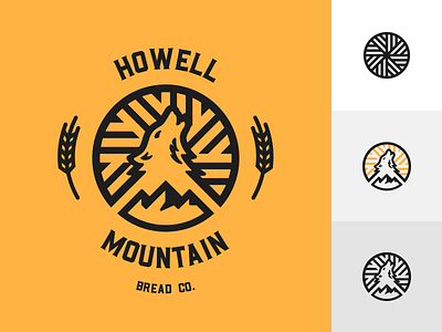 Howell Mountain Bread Co badge bread geometric howl mountain retro wheat wolf