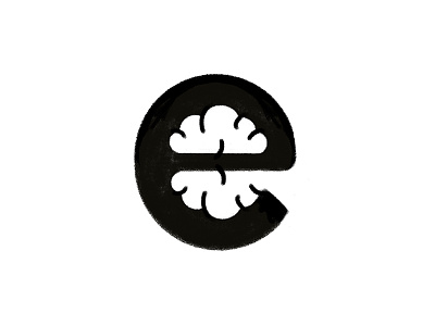 E Brain Logo Concept brain letter e logo negative space smart tech