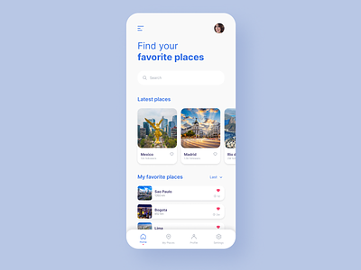 Traveling app concept app cities concept designgraphic design dribbble dribbblers favorite places homepage like mobile mobile app search traveling ui user interface ux