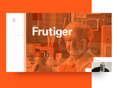 Web biography concept adrian frutiger biography dailyui frutiger orange ui user interface web design