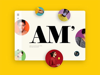AM' music web home screen app branding design graphic design logo typography ui ux