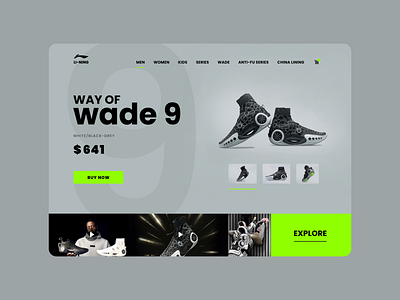 Li-Ning Sports shoes web landing page design