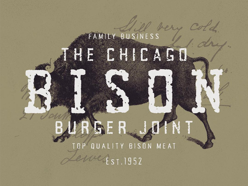 Bison Burger Joint - Logo Mockup texture vintage logo vintage design vintage lettering typography font design type design font logo design design logo