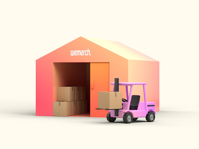 Warehouse 3d box c4d cinema4d delivery forklift illustration render storage warehouse