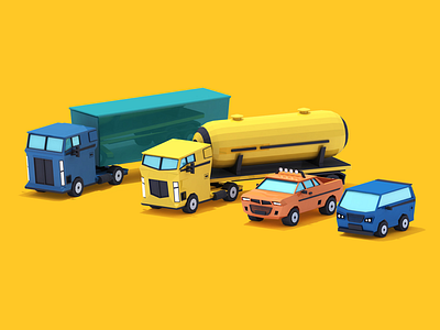 Low Poly Vehicles 4d c4d car cartoon cinema low model poly