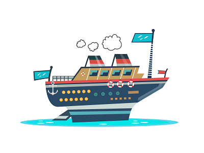 Cartoon Ship Vector Illustration abstract advanture adventure logo boat branding design flat illustration logo minimal nature print sea ship vector website world