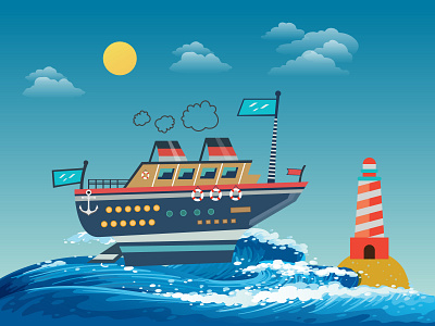 Ship Vector Illustration design flat graphic design illustration minimal print vector