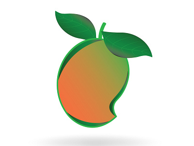 Ripe mango with leaf vector illustration