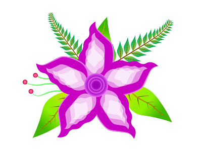 Flower with leaf vector illustration