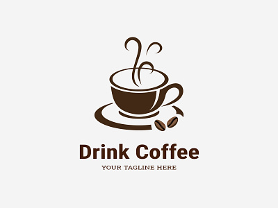 Drink coffee shop logo template vector illustration