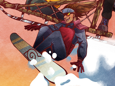 Founders anime illustration manga naruto sledding snowboarding winter zine