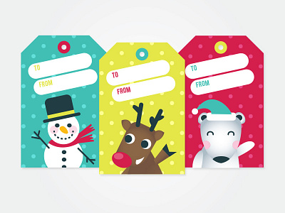 Merry & Bright Gift Tags gift tags holiday polar bear reindeer snow man
