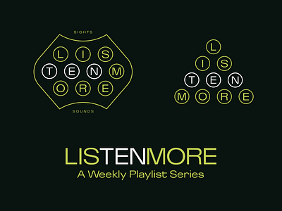 LISTEN MORE experimental listen more logotype music playlist ten more tent