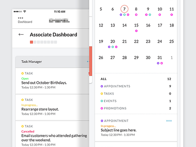 Dashboard calendar client dashboard design manager mobile responsive task ui ux