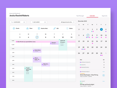 Associate Calendar WIP appointment calendar clean create dashboard design manage tablet ui ux