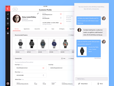 Customer Profile chat customer design e com flat profile retail shopping tablet ui ux