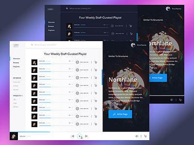 P L A Y L I S T (WIP) artist browse cart dashboard discover music page play playlist search ui ux