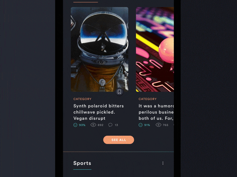 Article Transition (WIP) vector icon dashboard typography widget like mobile app news article animation design ux ui