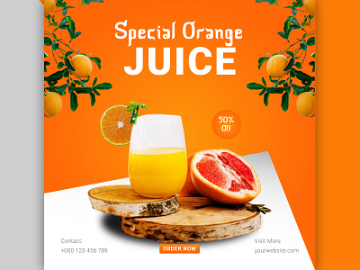 Special Orange Juice Social Media Post Tamplate Editable EPS post