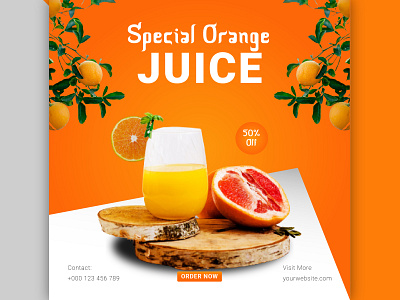 Special Orange Juice Social Media Post Tamplate Editable EPS