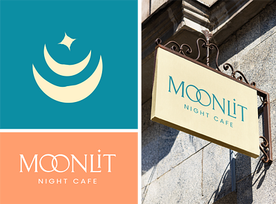 Moonlit Café - Modern brand identity design brand identity design branding branding design cafe branding cafe shop branding design designlogo graphic design identity design illustration illustrator logo logo designer logomark moon logo ui